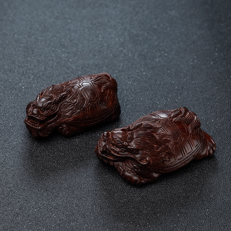 天然小叶紫檀龙龟摆件-红掌柜