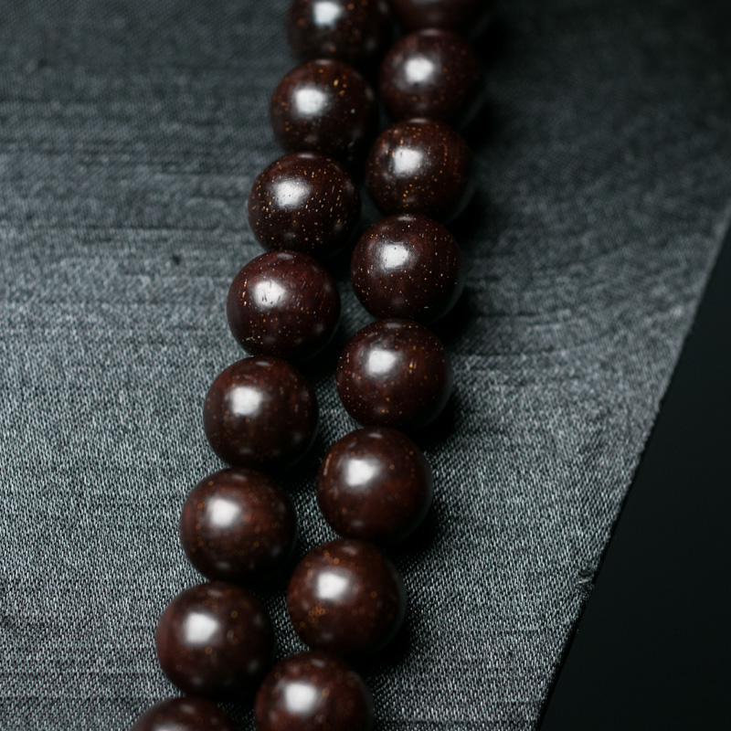 印度天然半星小叶紫檀佛珠-红掌柜