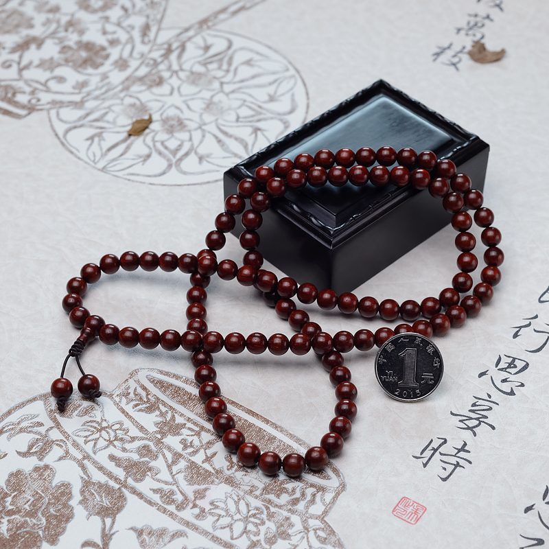 鸡血红小叶紫檀108佛珠-红掌柜