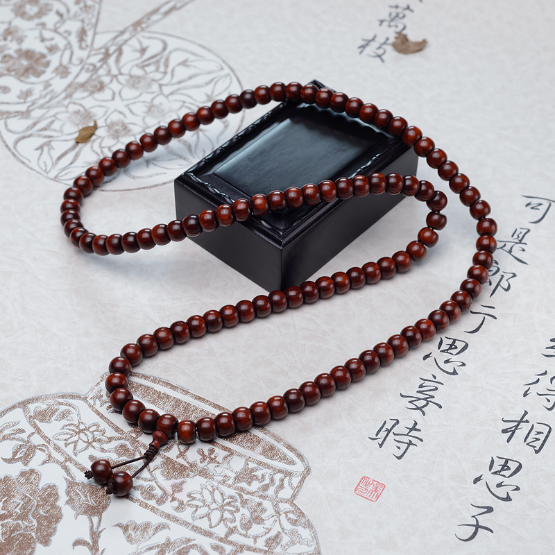 印度天然半星小叶紫檀苹果珠108佛珠-红掌柜