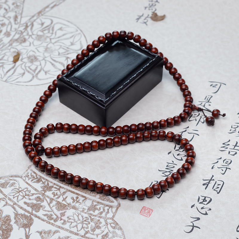 天然半星小叶紫檀苹果珠108佛珠-红掌柜