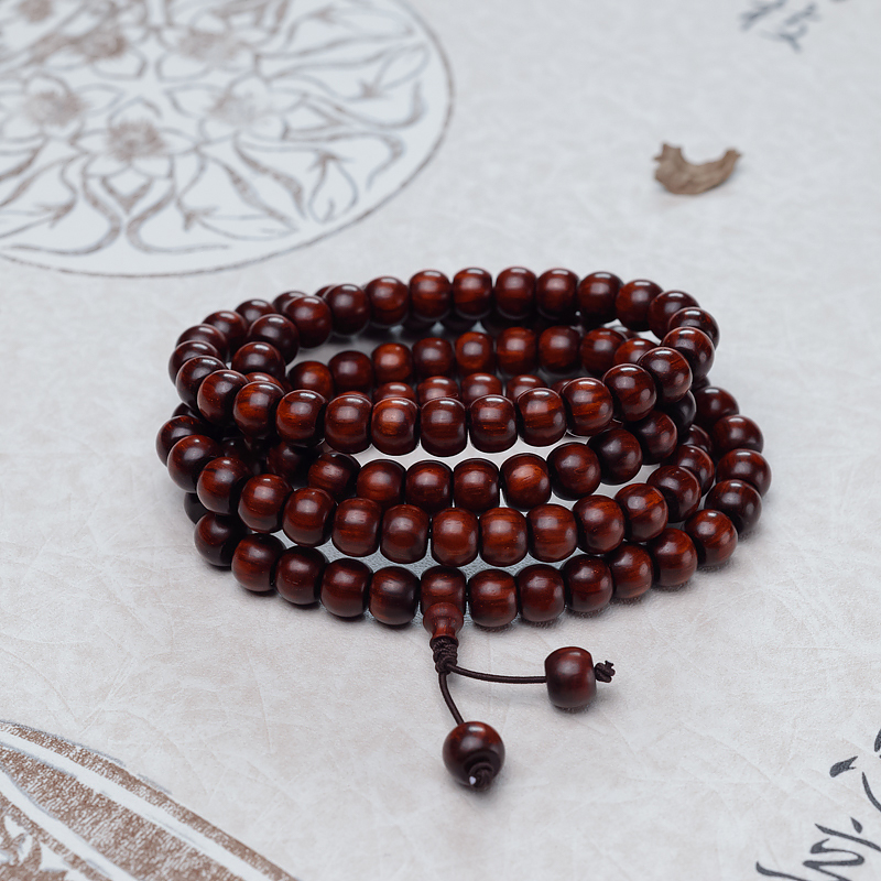 印度天然小叶紫檀苹果珠108佛珠-红掌柜
