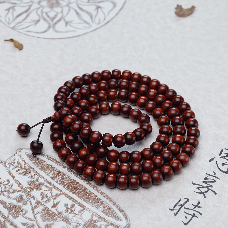 印度天然半星紫檀苹果珠108佛珠-红掌柜