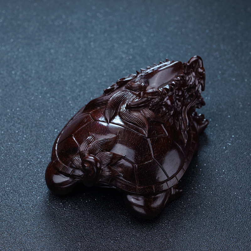 天然印度半星鸡血红小叶紫檀摆件-红掌柜