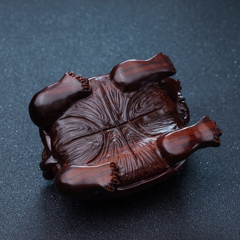 天然印度半星小叶紫檀龙龟摆件-红掌柜