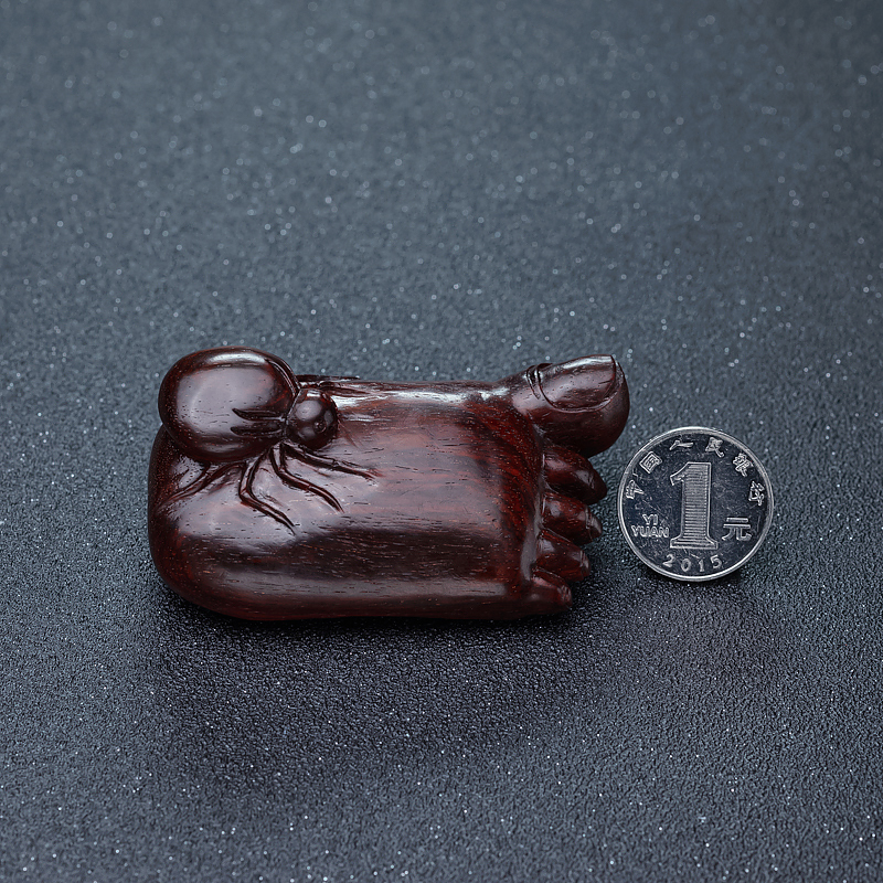 天然印度鸡血红小叶紫檀知足常乐摆件-红掌柜