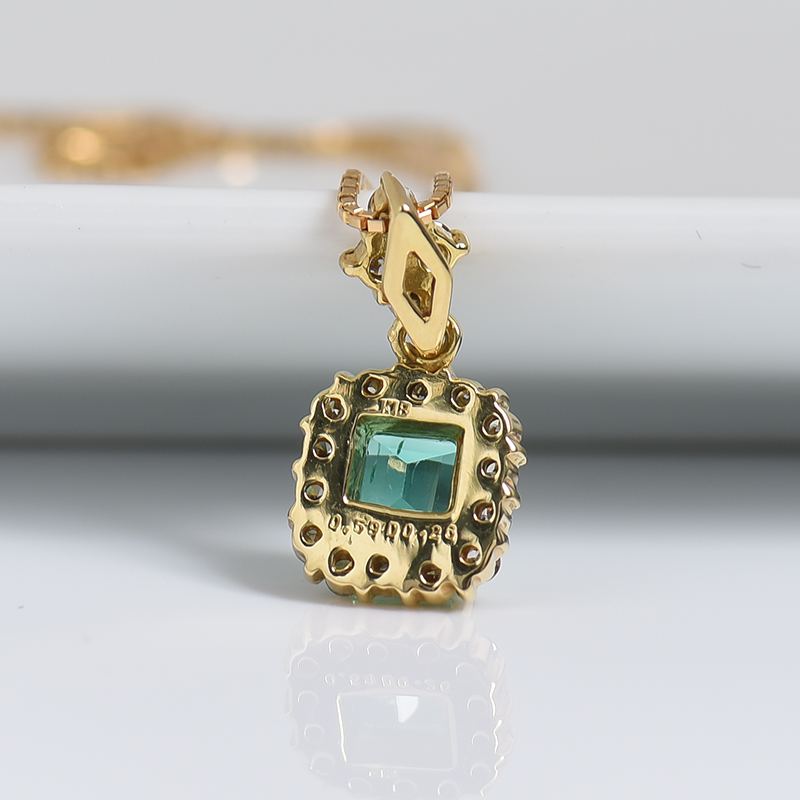 18K金镶钻祖母绿项链-红掌柜