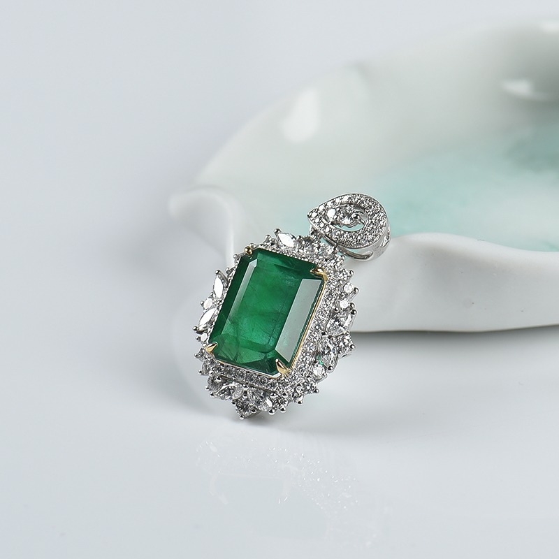 18K哥伦比亚祖母绿吊坠-红掌柜