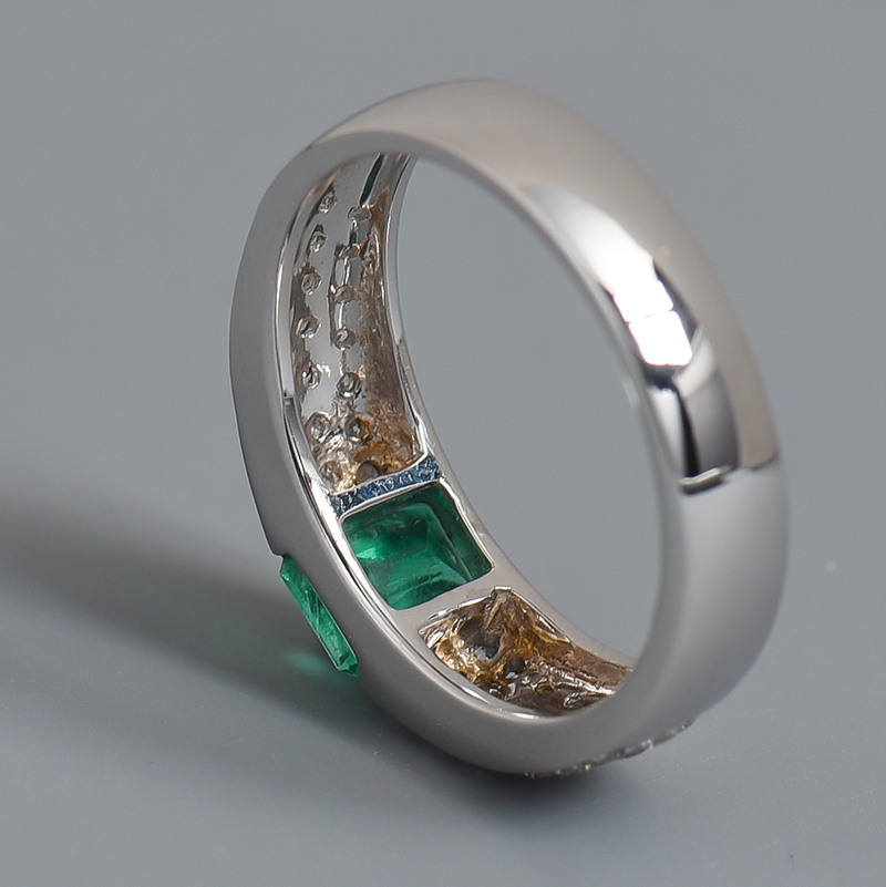 蓝绿色祖母绿戒指-红掌柜