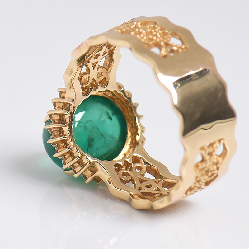 哥伦比亚鲜绿祖母绿猫眼戒指 - 红掌柜