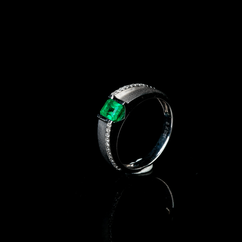 天然蓝绿祖母绿戒指-红掌柜