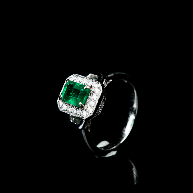 蓝绿祖母绿戒指-红掌柜