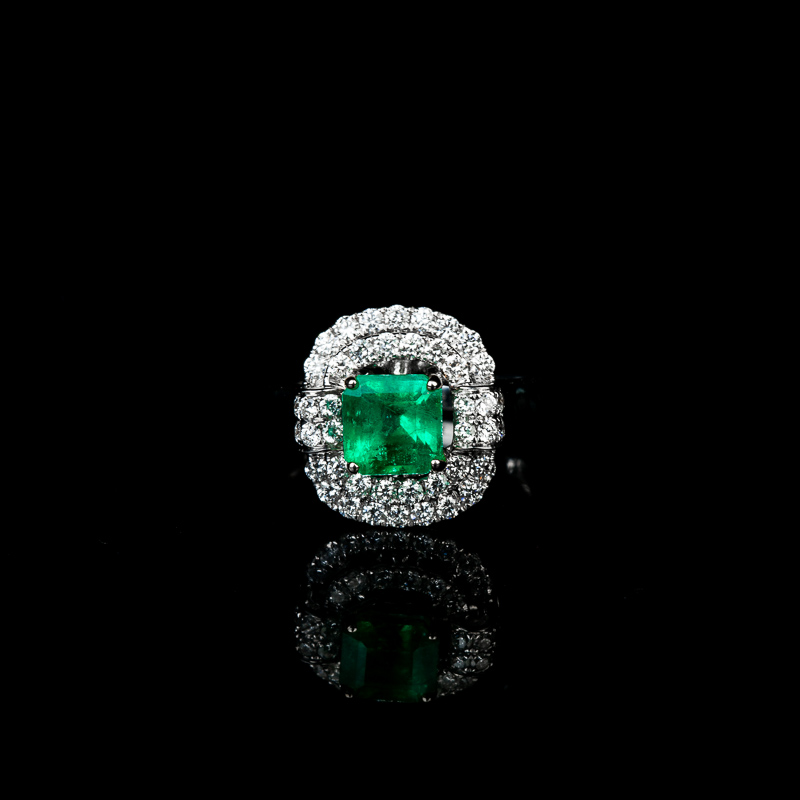 18K蓝绿祖母绿戒指-红掌柜