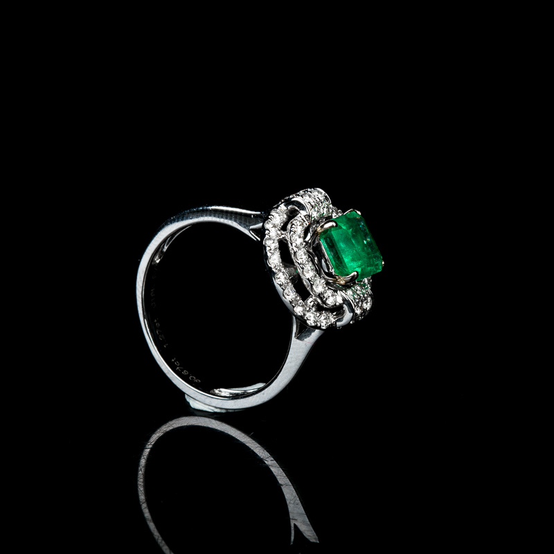 蓝绿祖母绿戒指-红掌柜