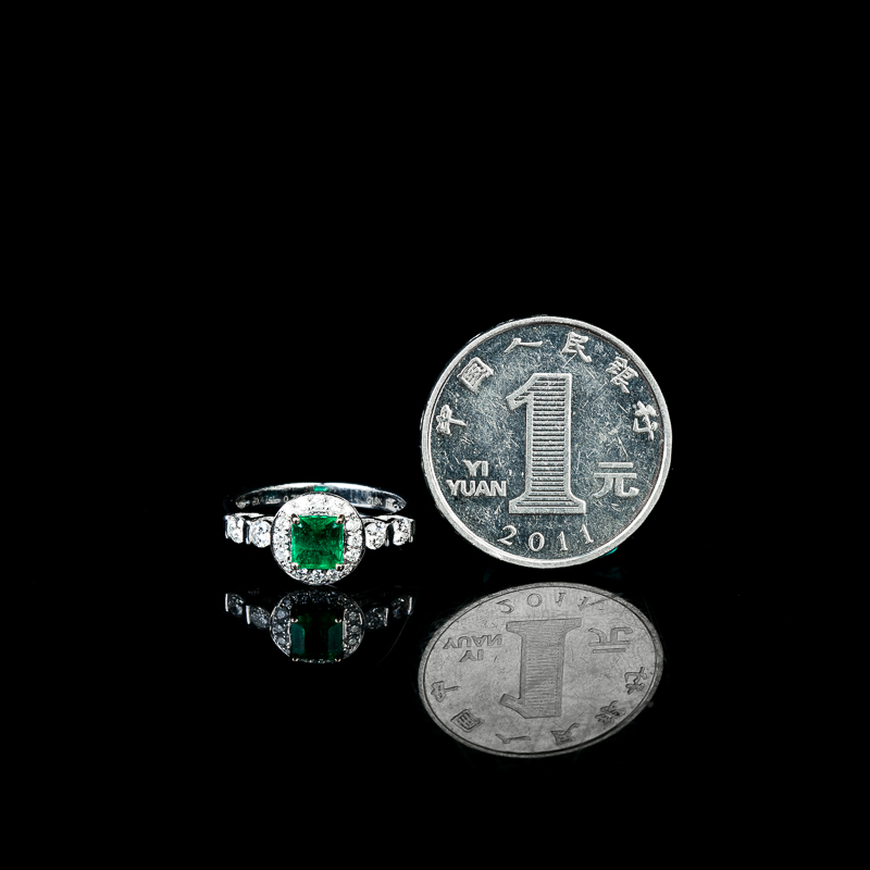 18K蓝绿祖母绿戒指-红掌柜