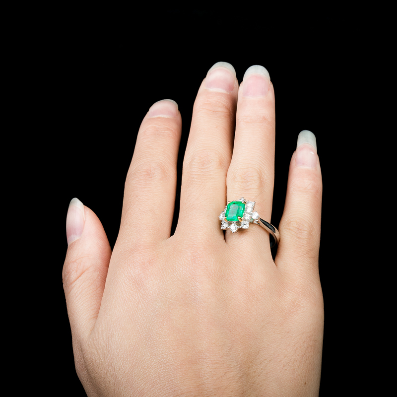 天然蓝绿祖母绿戒指-红掌柜