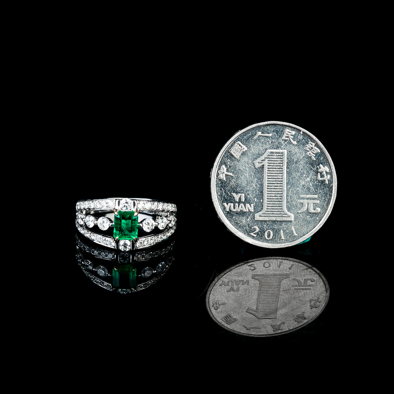 18K蓝绿祖母绿戒指-红掌柜