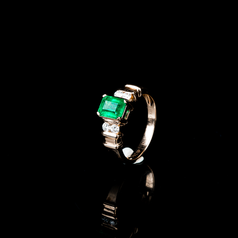 蓝绿祖母绿戒指-红掌柜