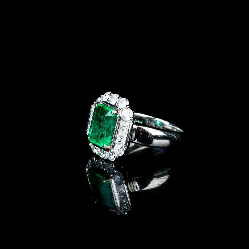 蓝绿祖母绿戒指-红掌柜