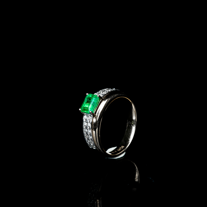 蓝绿祖母绿戒指-红掌柜