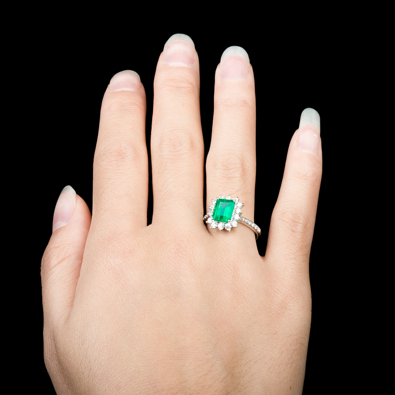 18K蓝绿祖母绿戒指-红掌柜