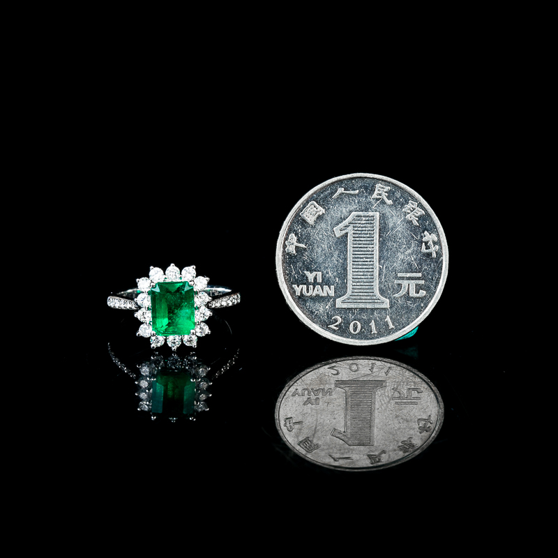 蓝绿祖母绿戒指-红掌柜