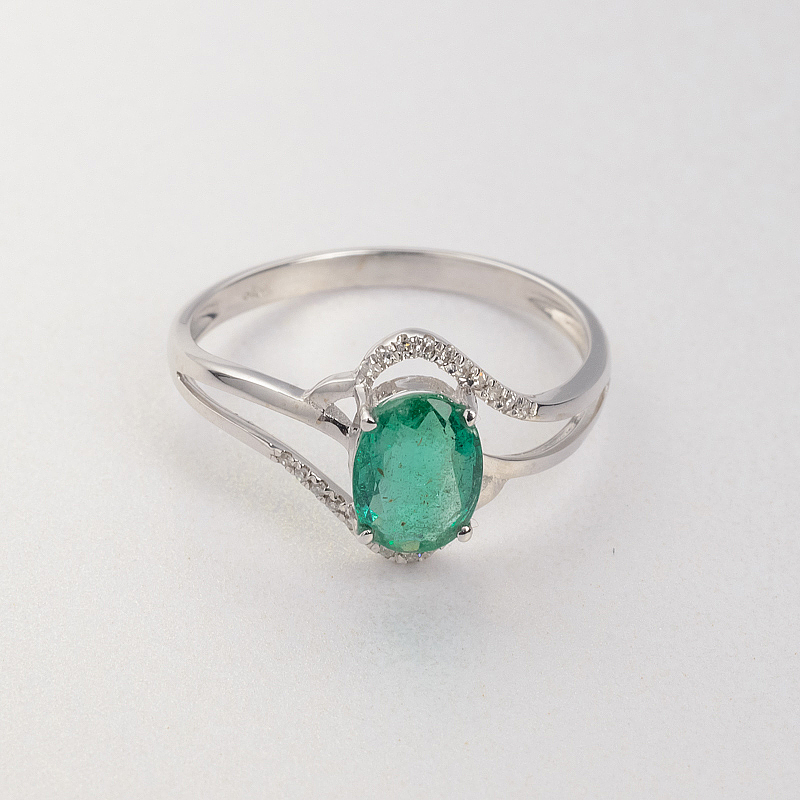 18K金镶钻天然祖母绿戒指-红掌柜