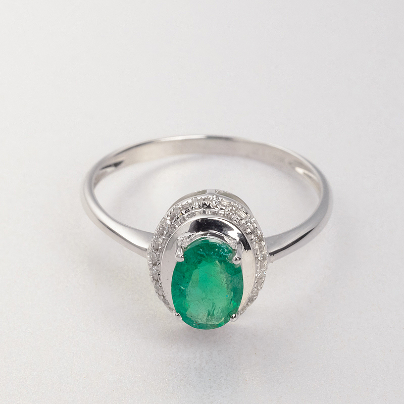 18K金镶钻天然祖母绿戒指-红掌柜