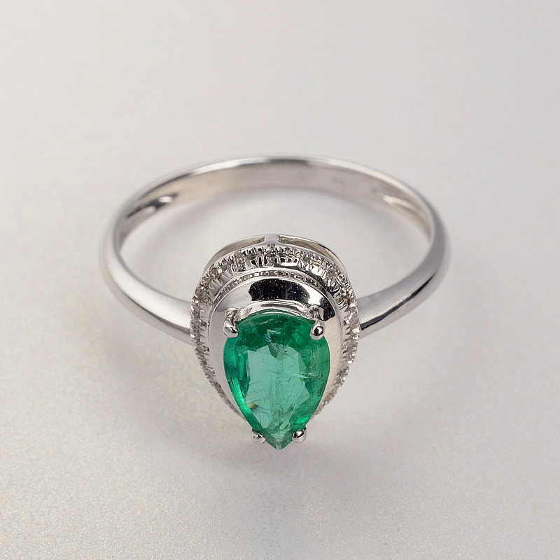 18K金镶钻哥伦比亚祖母绿戒指-红掌柜