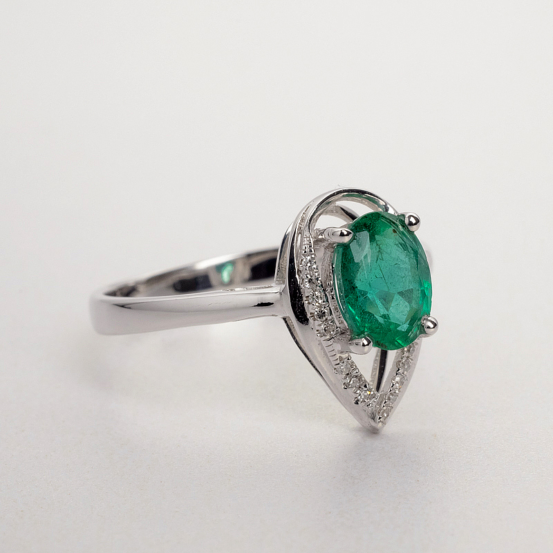 金镶钻哥伦比亚天然祖母绿戒指-红掌柜