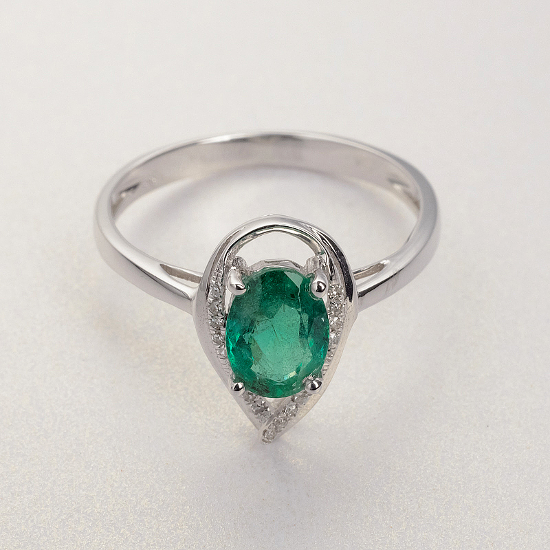 18K金镶钻哥伦比亚祖母绿戒指-红掌柜