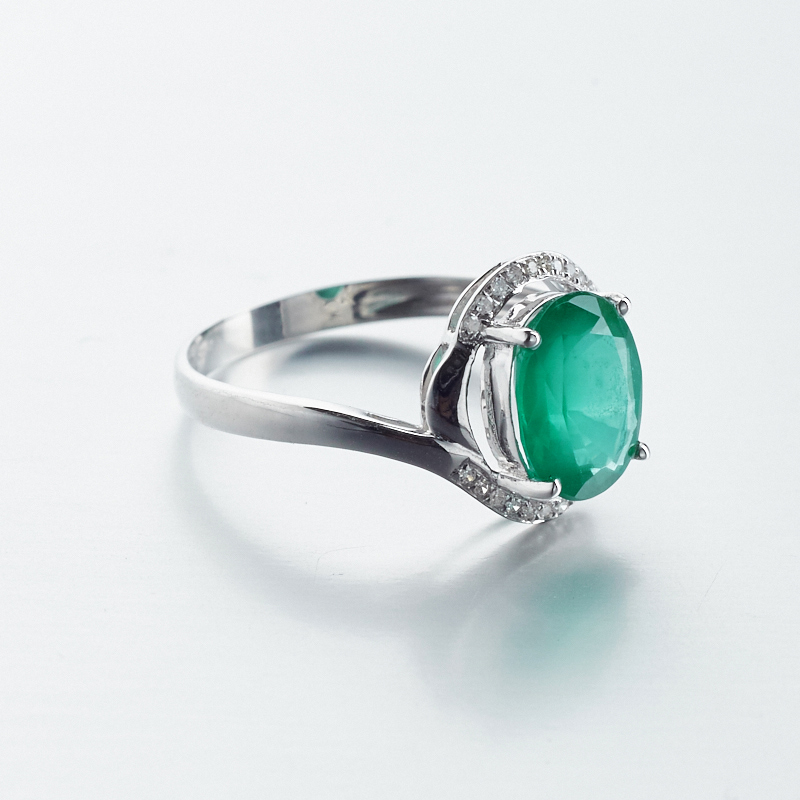 金镶钻哥伦比亚天然祖母绿宝石戒指-红掌柜