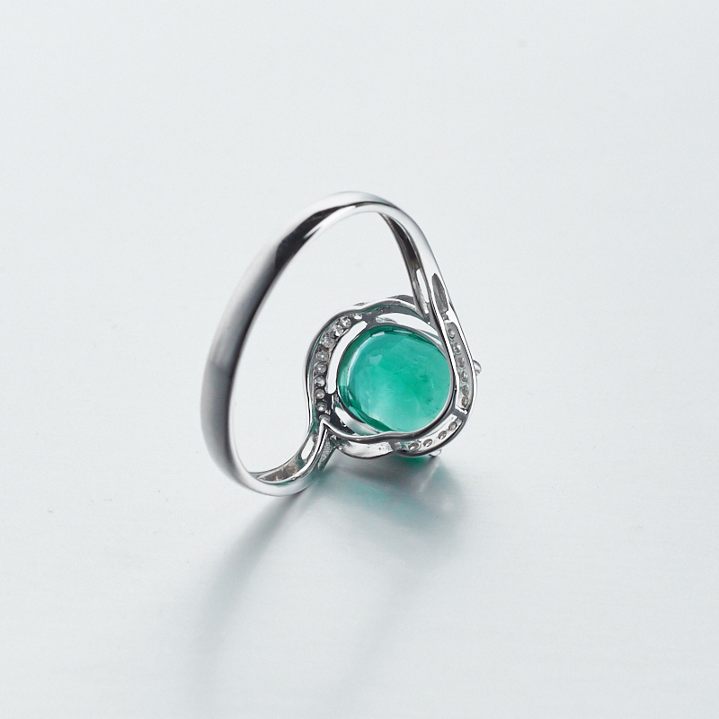 18K金镶钻天然祖母绿宝石戒指-红掌柜