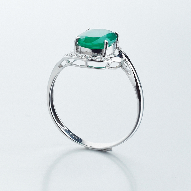 18K金镶钻哥伦比亚祖母绿宝石戒指-红掌柜