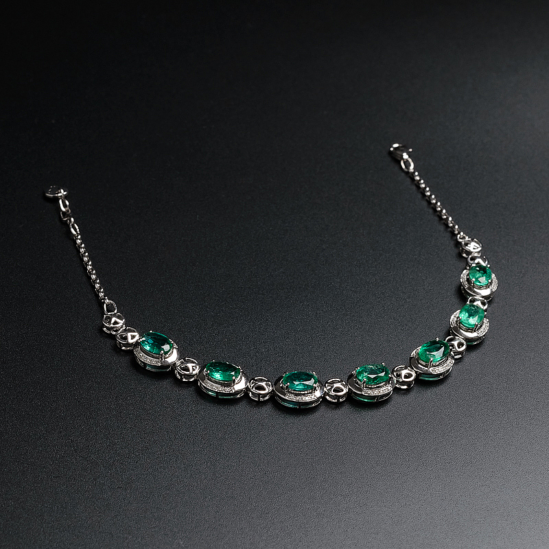 金镶钻祖母绿手链-红掌柜