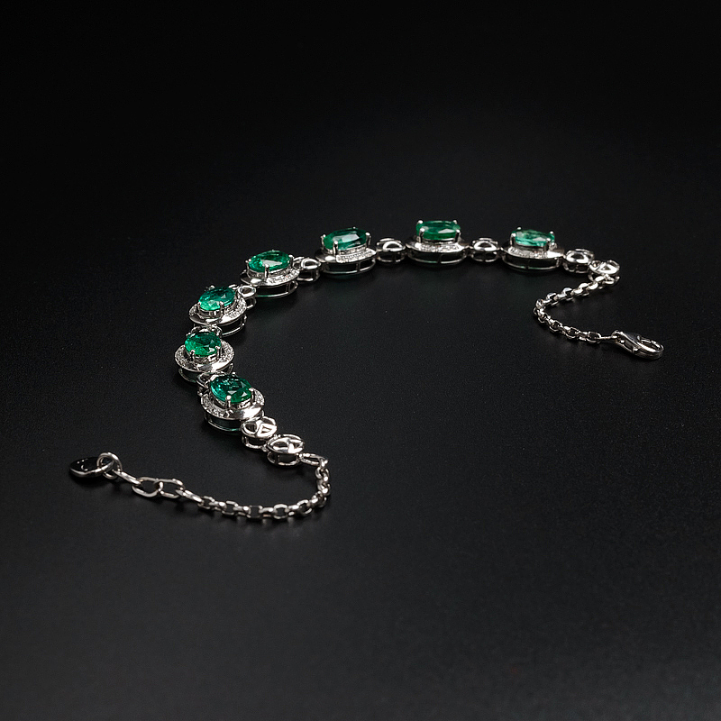 金镶钻天然祖母绿手链-红掌柜