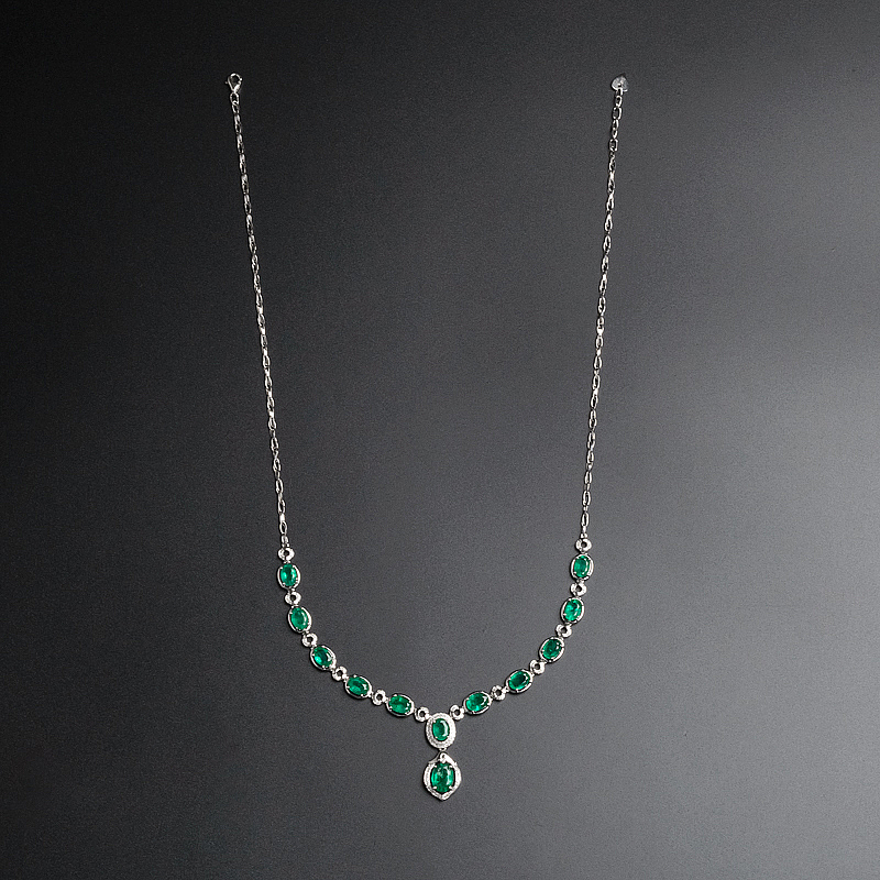 金镶钻祖母绿项链-红掌柜
