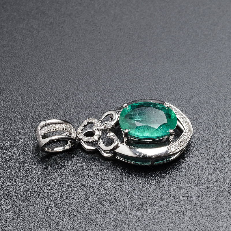 金镶钻天然祖母绿吊坠-红掌柜