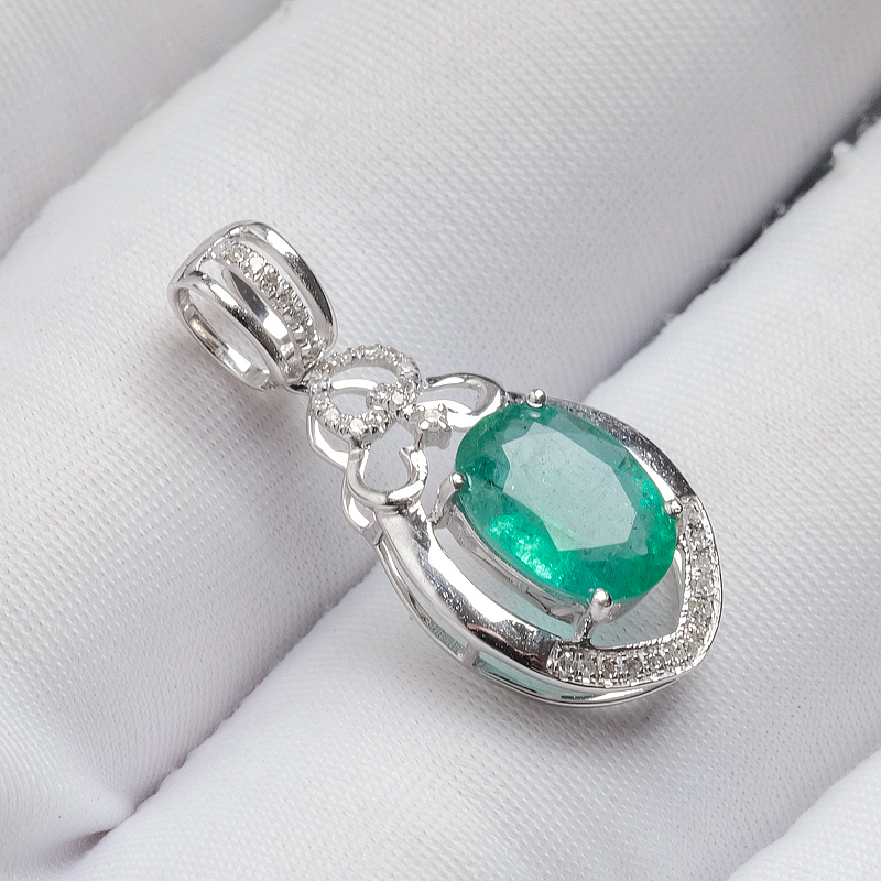 金镶钻祖母绿吊坠-红掌柜