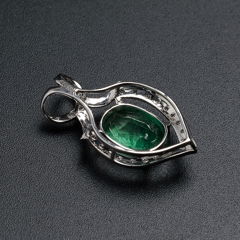 18k金镶钻祖母绿吊坠-红掌柜