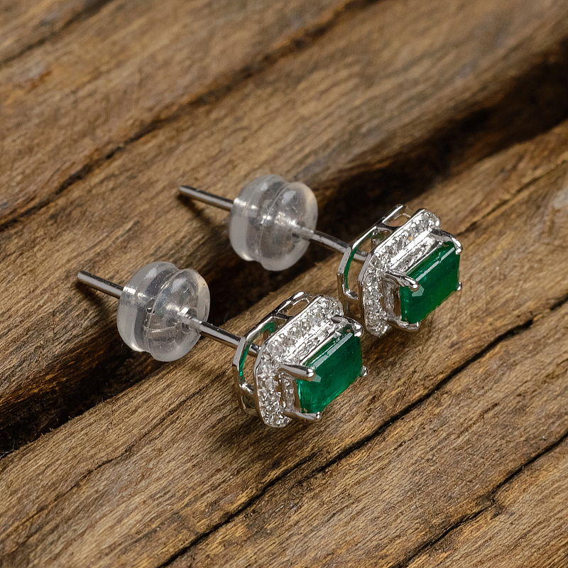 哥伦比亚祖母绿耳钉-红掌柜