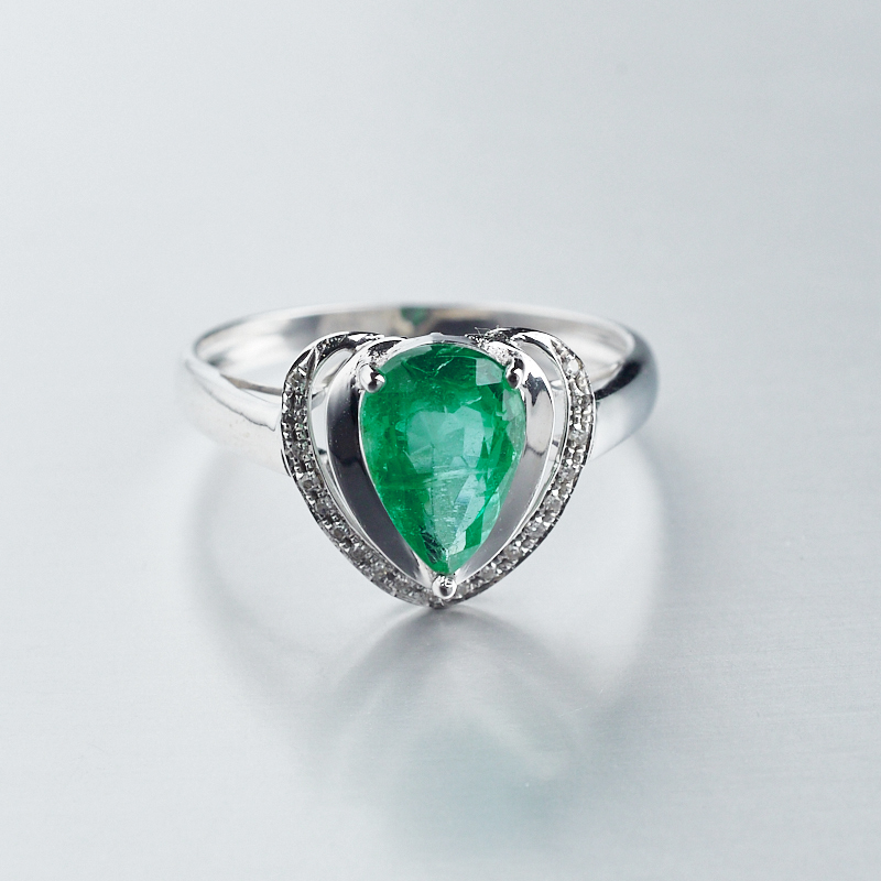 18K金镶钻哥伦比亚天然祖母绿宝石戒指-红掌柜