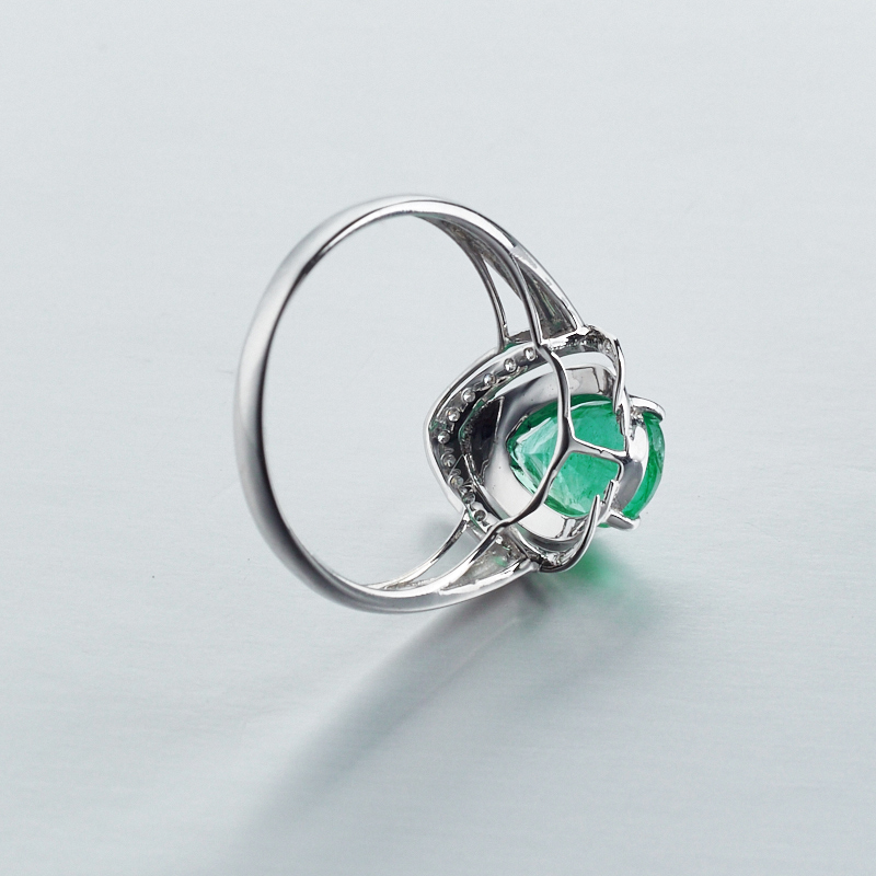 18K金镶钻哥伦比亚祖母绿宝石戒指-红掌柜