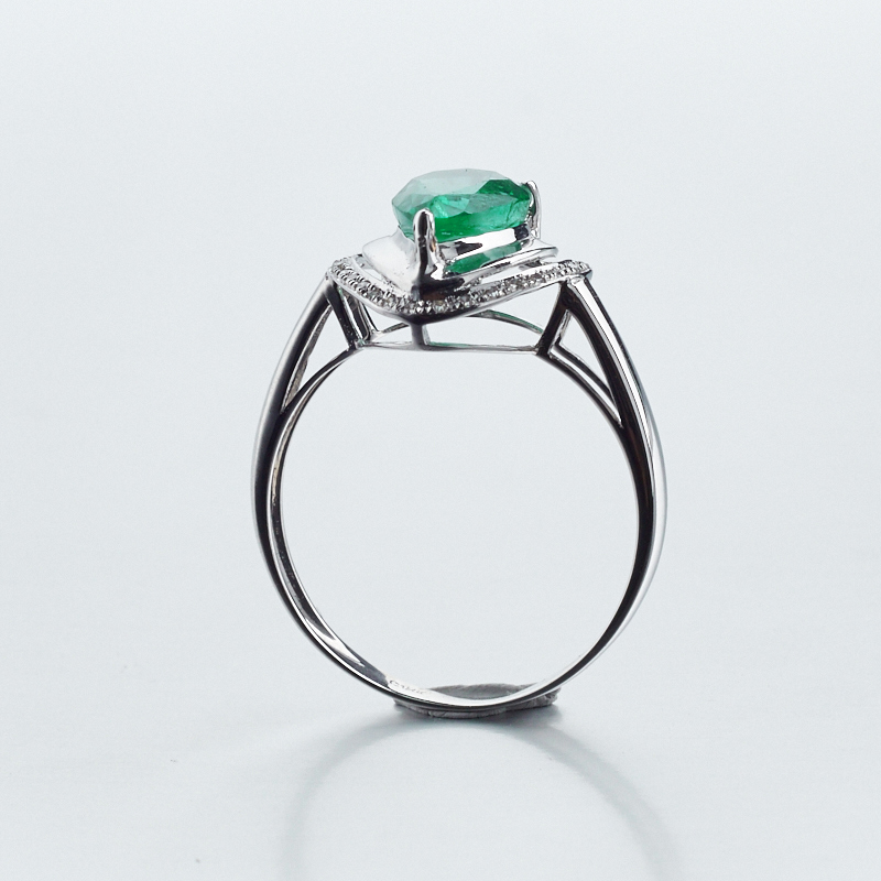 18K金镶钻哥伦比亚天然祖母绿戒指-红掌柜