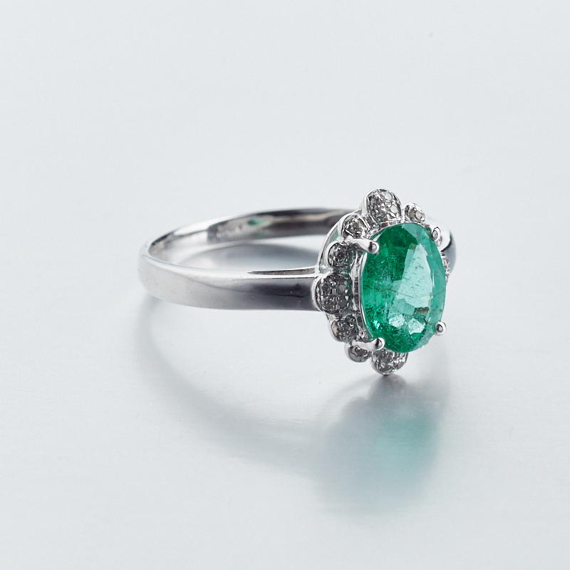 金镶钻哥伦比亚天然祖母绿宝石戒指-红掌柜