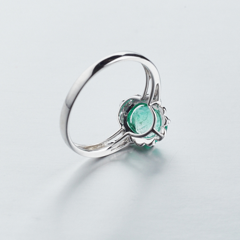 18K金镶钻哥伦比亚祖母绿宝石戒指-红掌柜