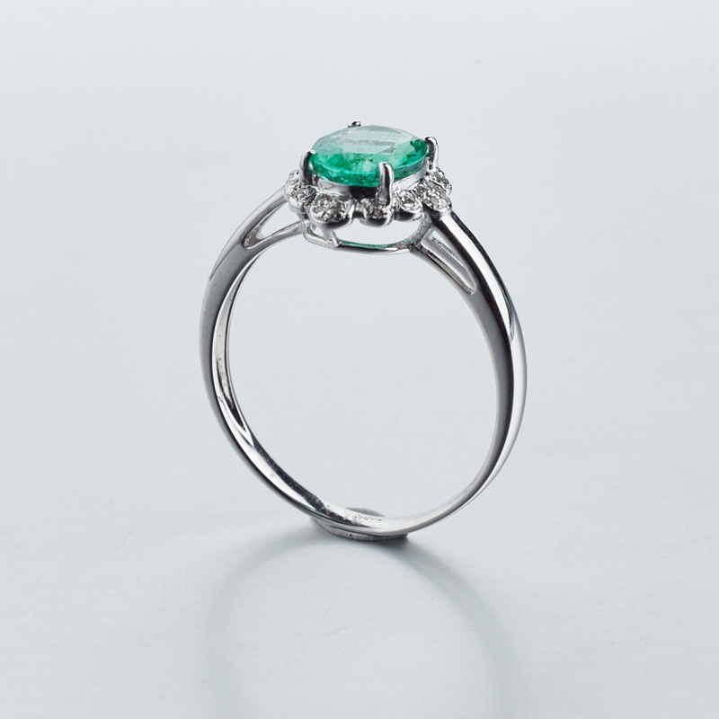 18K金镶钻哥伦比亚天然祖母绿戒指-红掌柜