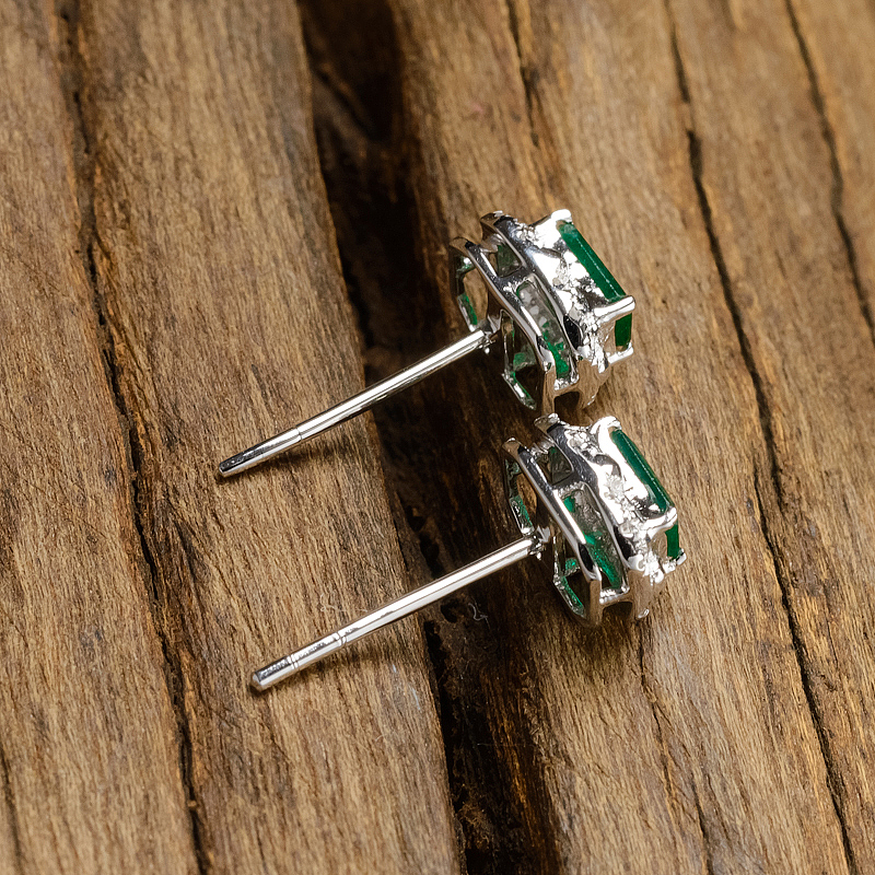 18K金镶钻祖母绿耳钉-红掌柜