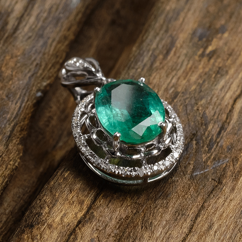 18k金镶钻祖母绿吊坠-红掌柜