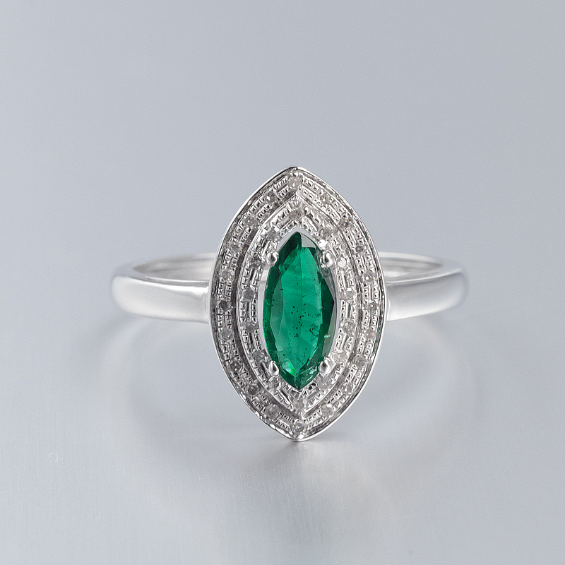 18K金镶钻哥伦比亚天然祖母绿宝石戒指-红掌柜